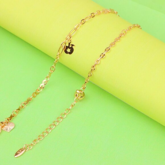 "Rose Gold Heart & Charm Anklet with Adjustable Link Chain, XPAL1076 - Picture 4 of 12